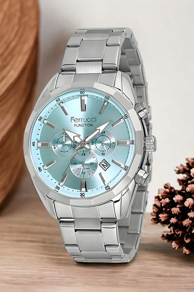Ferrucci men's Silver-blue Color Wristwatch - Bracelet Zmfer136, Function Fcf.14075fm.06