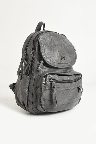 571 Collections Çanta Gray Faux Leather Soft Backpack - Model 571-11-12H