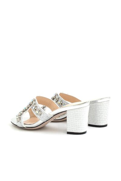 Vario Παντόφλες με χοντρό τακούνι με πέτρα Lame Stone (LAME STONE)