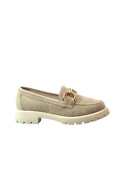 Beety 4262 Γυναικεία Loafer παπούτσια με αγκράφα από γνήσιο δέρμα Nubuck