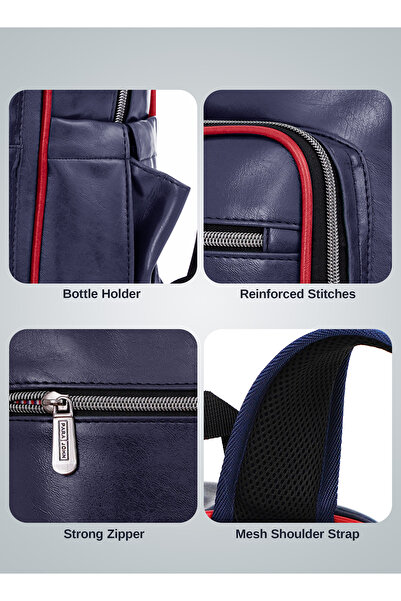 PARAJOHN PARA JOHN Retro Style Unisex Daily Backpack - Blue/Red