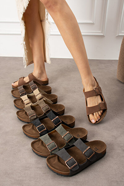 SWORD Günlük Terlik - Ortopedik Tabanlı Terlik Çift Bantlı Tokalı Günlük Rahat Ev & Dışarı Terliği