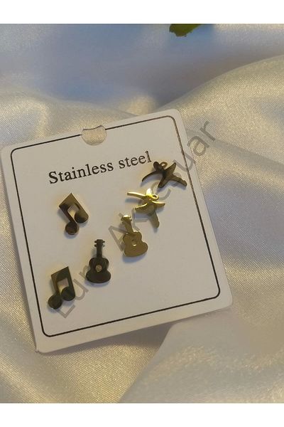 stainless steell Guitar Figured Steel Multiple Earrings