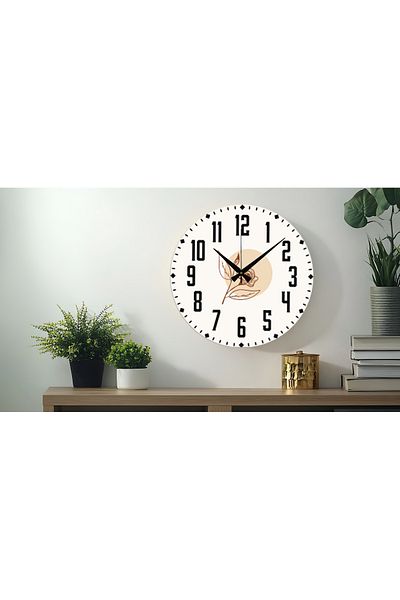 M&H Quality Ceas de perete imprimat UV cu cifre turcești decorative cu model de flori (silencios) Mecanism acarien Scorpion metalic