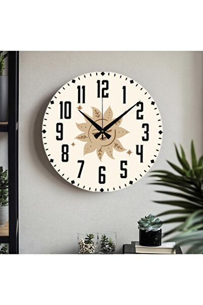 M&H Quality Floral Patterned Decorative Turkish Numeral Uv Printed Wall Clock...