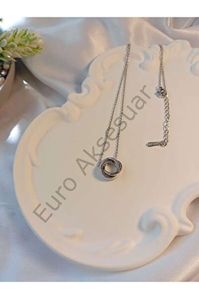 stainless steell MİNİMAL HALKA DETAYLI SİLVER ÇELİK KOLYE