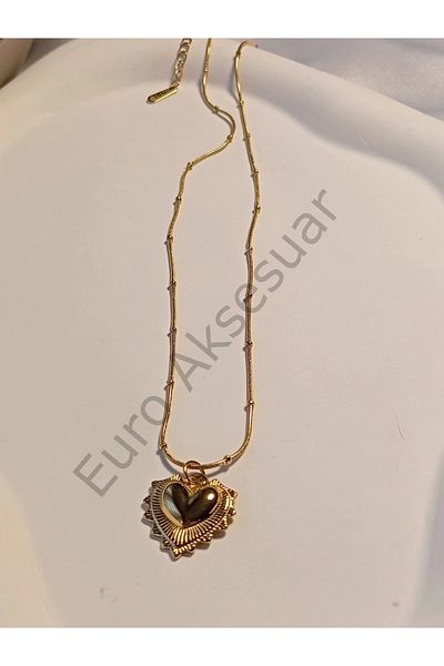 stainless steell Gold Heart Detailed Steel Necklace