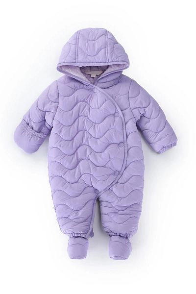 DeKuBaby Quilted Snap Fastener Inner Lining Fur Hooded Winter Baby Cosmonaut-Astronaut Jumpsuit Coat