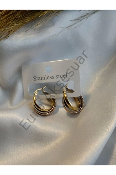 stainless steell Üçrenk Asimetrik Küpe