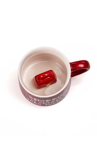 MUKKO HOME Surprise Porcelain Mug with Red Luxury Bag – 350 Ml, Shopping Themed, Stylish and Fun