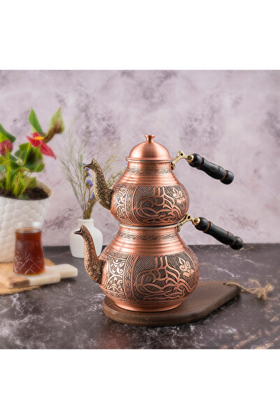 DMT COPPER HOME DMT COPPER Gaziantep Bakır Çaydanlık Takımı AĞIR El İşlemeli ...