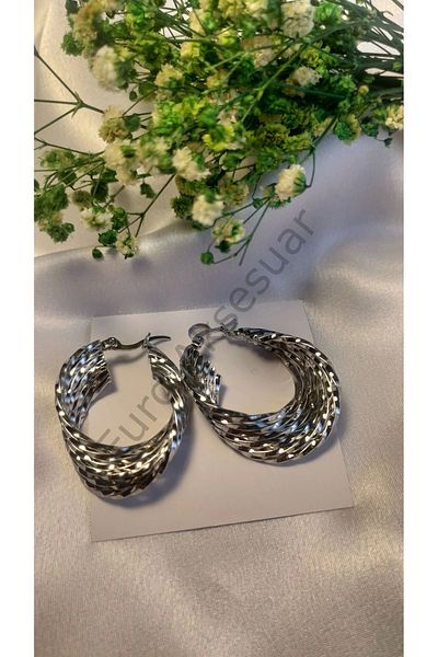 stainless steell Steel Silver Asymmetric Earrings