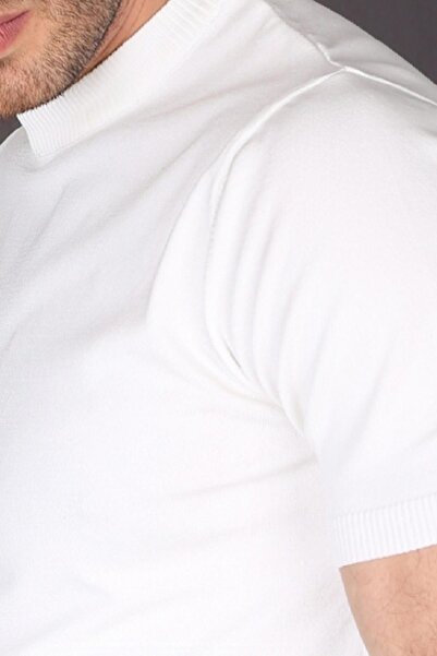 Delpino Πλεκτό ανδρικό βαμβακερό μπλουζάκι με στρογγυλή λαιμόκοψη