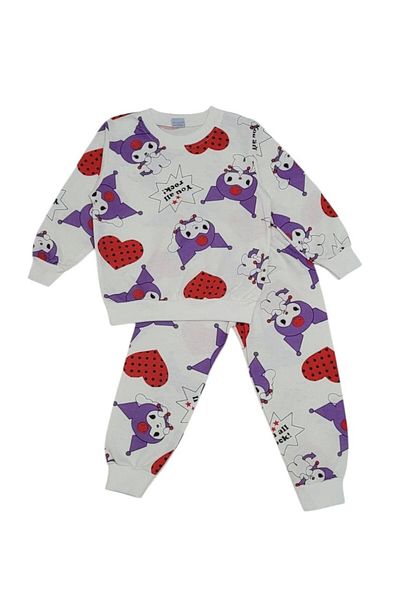 demir kids Girl's Kuromi Patterned Seasonal Cotton Ecru Pajama Set