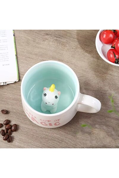 MUKKO HOME Little Cup of Magic Unicorn Biblolu Porselen Kupa – 350 ML, Sevimli ve Sürprizli Tasarım