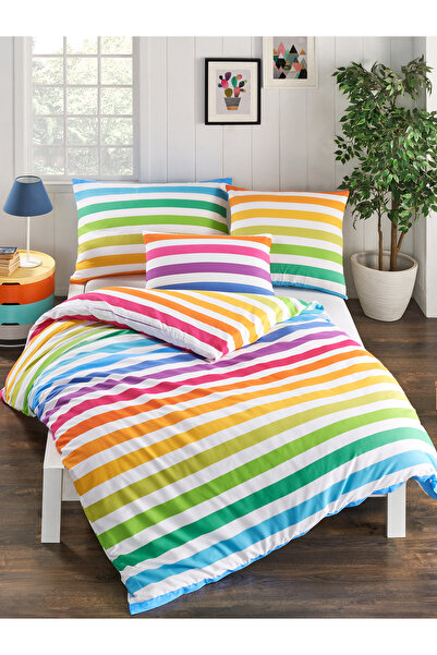 NazeninHome طقم غطاء لحاف من القطن بنسبة 100% من رانفورس رينبو |   مع ملاءات ...