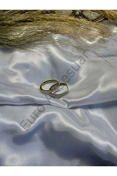 stainless steell Gold Stone Detailed Steel Earrings
