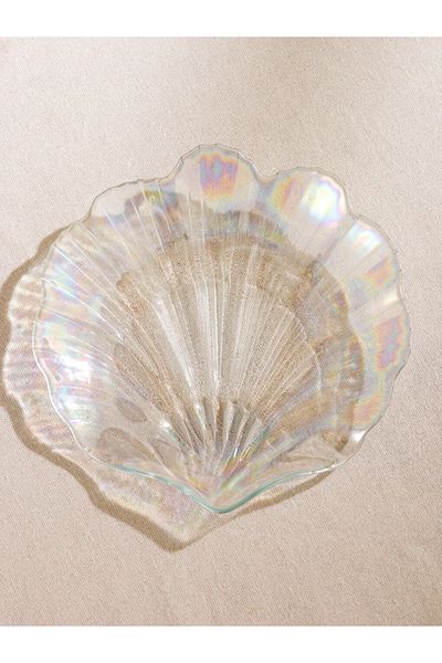 LC Waikiki Lcw Home Mixed Seashell Figured Glass Plate Set of 4 21 cm