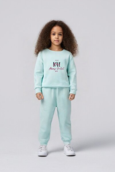 Z B Bebe طقم علوي وسفلي مطبوع عليه خيطين باللون الأخضر المائي (2-5 سنوات)