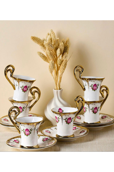 Muba Consept ENGLİSH GARDEN PORSELEN 6 KİŞİLİK KAHVE FİNCAN TAKIMI