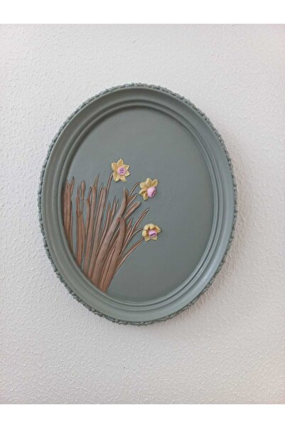ZE DEKORASYON OVAL TABLO-IHLAMUR YEŞİLİ RENGİ-21CMX17.5CM