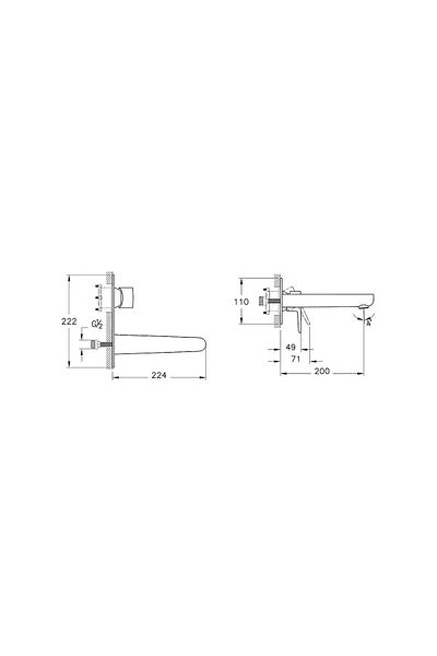 Artema Flow Soft Concealed Sink Faucet (Surface Mounted Group) Chrome A43175