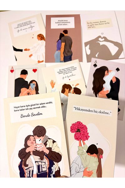Pankart Evi 12Pcs Love Words Card Set - Lover - Romantic