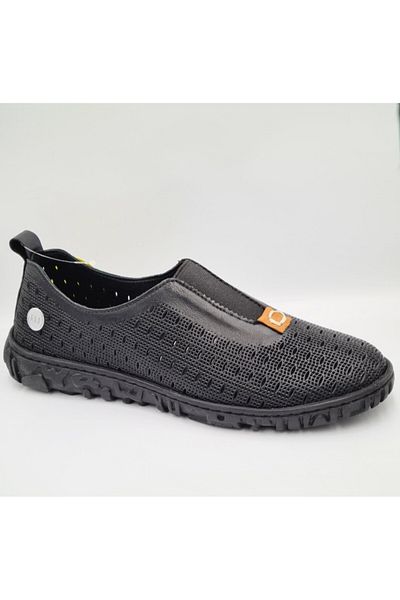 Mammamia D25Ya-665 Black Genuine Leather Anatomical Insole Women's Daily Casual Shoes