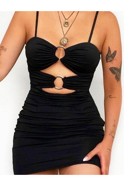 f-maskfashion ΦΟΡΕΜΑ ΜΕ ΛΕΠΤΟΜΕΡΗ ΜΑΥΡΗ ΠΛΑΚΑΚΙ