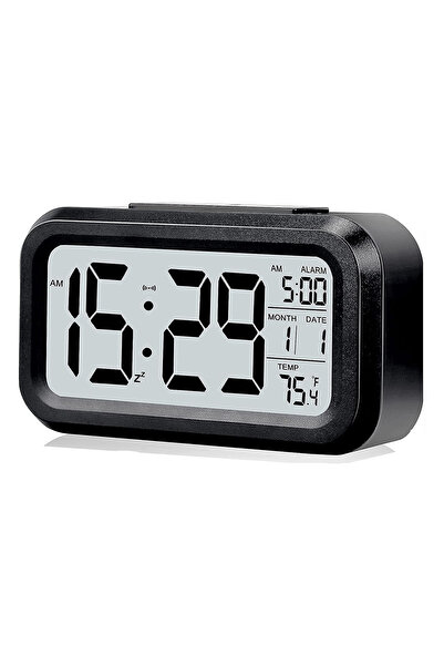 poswicon Lcd Digital Ofis Alarmlı Çocuk Odası Dijital Uyku Masa Saati Pilli S...