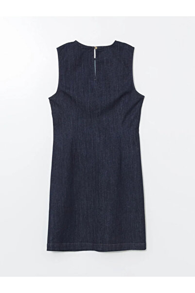 LC Waikiki LCW Vision İndigo Bisiklet Yaka Kadın Jean Elbise