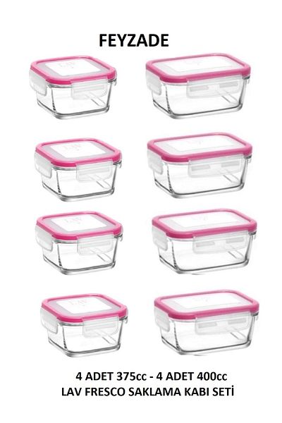 LAV Feyzade Fresco Storage Container Set - 400Cc Rectangular and Square 375Cc