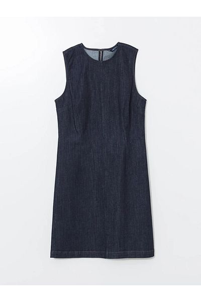 LC Waikiki Γυναικείο τζιν φόρεμα LCW Vision Indigo Crew Neck