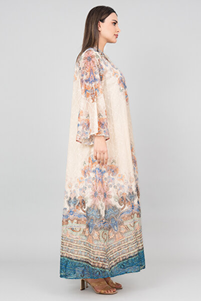 IKKXA Floral Flared Sleeves Printed Jalabiya