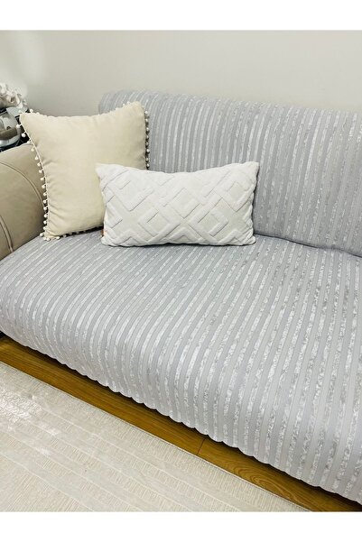 etleshome Süngerli Kadife Koltuk Örtüsü Koltuk Şalı Çekyat Örtüsü 3 Kişilik 1...