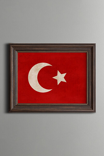 epiqart Osmanlı Türk Bayrağı - Vintage Desenli Çerçeve