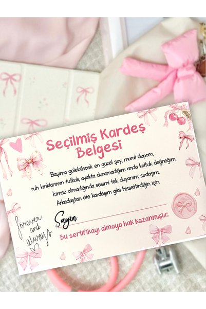 Pankart Evi Dost Sertifikası - Arkadaş Kız Kardeş Kanka Belge Hediye