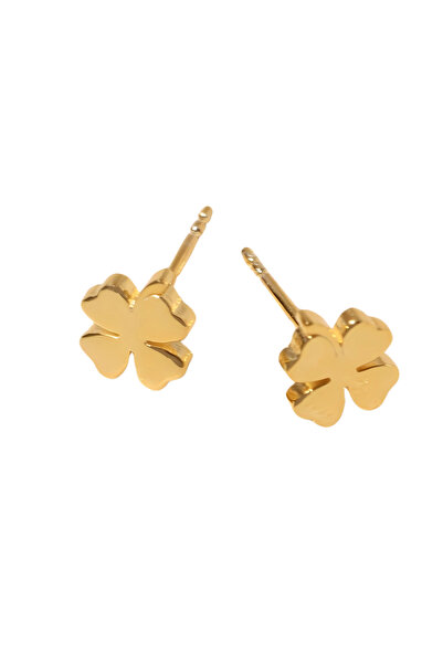 stainless steell Gold Yonca Çelik Küpe