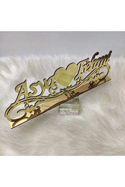 estölye Esse Tasarım Masa Isimlik Yatay 40x16 Gold/gümüş Nişan Masası Için