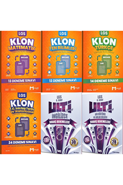 Mozaik Yayınları Mozaik Yayın 8. Sınıf Matematik Türkçe Fen İnkılap ve Ulti İ...