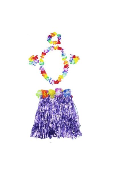 Skygo Set de coroană și brățară pentru fustă cu colier Luau Aloha Hawaii, violet