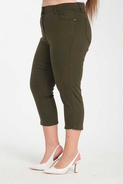 SERRAXXL Plus Size Gabarin Fabric Slit Detail Capri