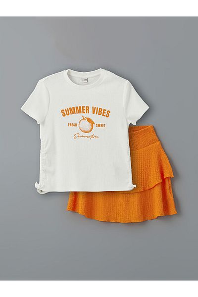 LC Waikiki LCW Kids Crew Neck Girl's T-shirt and Skirt
