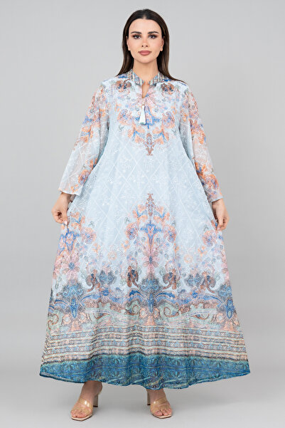 IKKXA Floral Flared Sleeves Printed Jalabiya