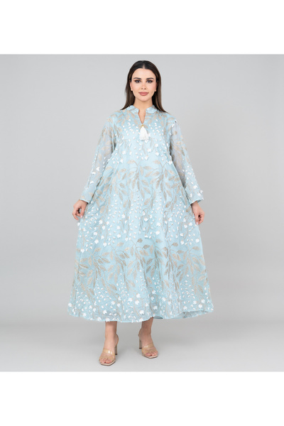 IKKXA جلابية مطرزة بتلات ناعمة