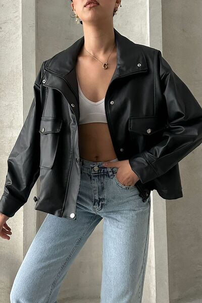 Jaglion Новий сезон жіноча шкіряна куртка кишеня Детальніше