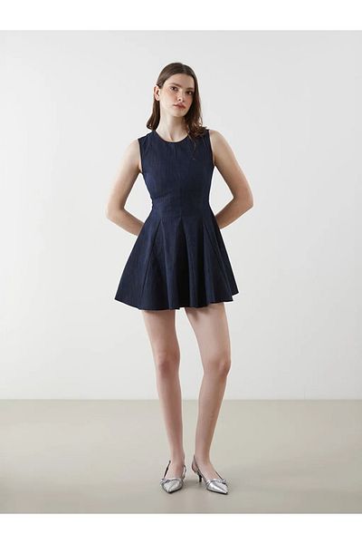 LC Waikiki Lcw Vision Indigo Women's Crew Neck Jean Dress