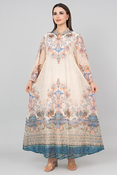 IKKXA Floral Flared Sleeves Printed Jalabiya