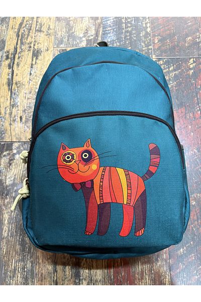 Street Bag Ethnic Αυθεντικό Βοημικό Αδιάβροχο Ορθοπεδικό Σακίδιο πλάτης με μοτίβο γάτας με 3 θήκες