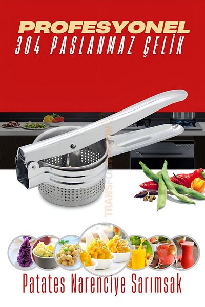 Transformacion Potato Masher and Vegetable Press in Stainless Steel with 304 Fineness 721518   Model